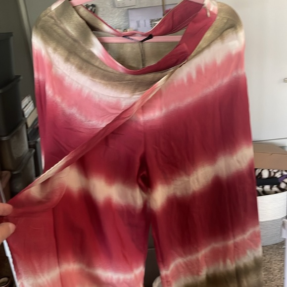 NWT ZARA TIE-DYE Wrinkle Design SZ L Wide Leg Pant with Front Drape Side Zip. - Picture 4 of 9